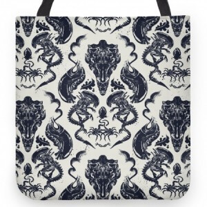 Alien Xenomorph pattern tote bag